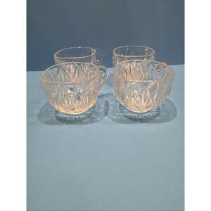 (4) Vintage Williamsport Hazel Atlas Square Pressed Glass Vintage Punch Cups